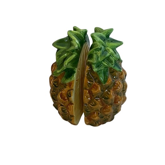 Pineapple Ceramic Salt & Pepper Shakers By Great American Opportunities 4.25" - Picture 6 of 10
